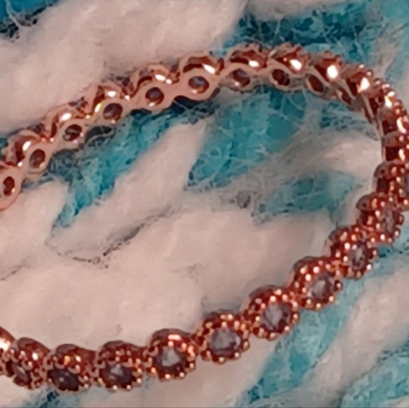 Aquamarine Eternity Ring Band 💙 18k Rose Gold ((( GORGEOUS ))) - Picture 5 of 7